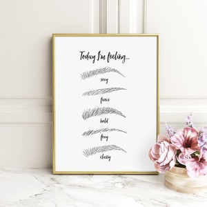 Makeup Wall Art Makeup Print Eyebrow Print Beauty Print Makeup black and white prints makeup artist gift makeup decor image 1