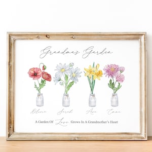 Birth Month Flower - Grandmas Garden Birth Flower - Mothers Day Gift - Gift for Mom - Gift for Grandma - Grandchildren Birth Flowers - Nana