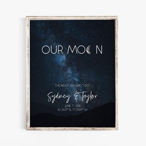 Custom Moon Phase - Moon Phase Print - Personalized gift - Moon phase art - night sky print - wedding gift - custom gift - engagement gift