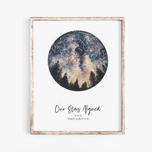 Star map - Night Sky digital Print - constellation map - night sky - star map printable - sternenkarte personalisiert - engagement gift