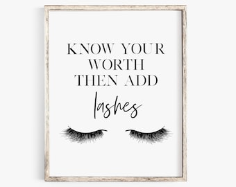 Makeup Decor - lashes poster - makeup wall decor - vanity decor - makeup printable - bathroom wall decor - gift for her - beauty prints