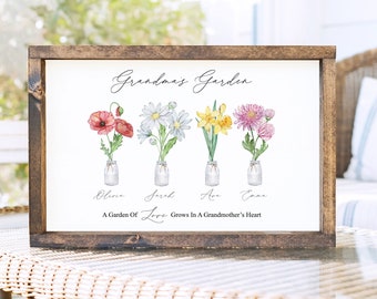 Grandmas Garden - Grandmas Garden Print - Grandmas Garden  Birth Flower - Custom Grandmas Garden Print - Gift for Her - Gift for Grandma