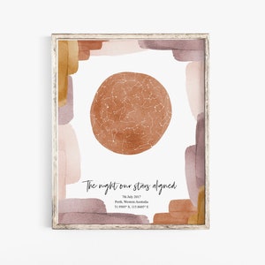 Mapa de estrellas imprimible - Boho Arte imprimible - Cielo nocturno - Mapa de estrellas personalizado - Mapa de la constelación - mapa del cielo nocturno - regalo de aniversario - regalo para mamá