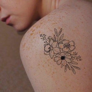 Birth Flower Bouquet - Birth Flower bouquet tattoo - Birth Flower Tattoo  - Birth Month Flower Bouquet -  Birth Month Flower Print - Flower