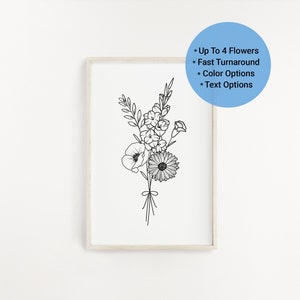 Birth Month Flower Bouquet - Birth Month Tattoo Design - Birth Flower - Birth Month Flower - Gifts for Mom - Birth Flower Bouquet - Digital