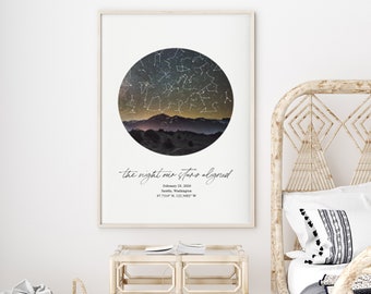 Star Map - Night Sky - custom night sky - constellation map - star chart - engagement gift - wedding gift - custom star map - night sky art