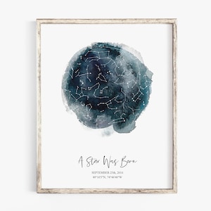 Night Sky Print engagement gift Night sky Map night sky custom custom constellation map personalized star map star map image 1