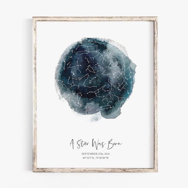 Night Sky Print - engagement gift - Night sky Map - night sky custom - custom constellation map - personalized star map - star map