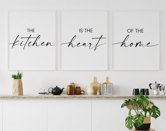 The kitchen is the heart of the home - Kitchen Decor - kitchen wall art - kitchen art - signs for kitchen - kitchen dining - quotes for home