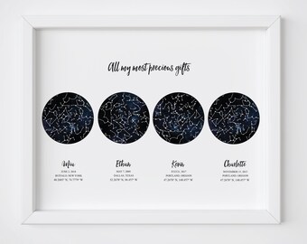 Custom Star Map Print - Night Sky Print - Constellation Print - Star Map Poster - engagement gift  - personalized gift - night sky by date