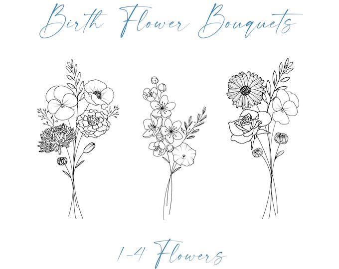 Birth Flower Tattoo Birth Flower Tattoo Bouquet Birth - Etsy