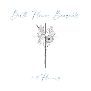Custom Birth Flower Tattoo Design - Birth Flower Tattoo - Fine Line Flower - Birth Flower Gift - family birth flower - birth month flower