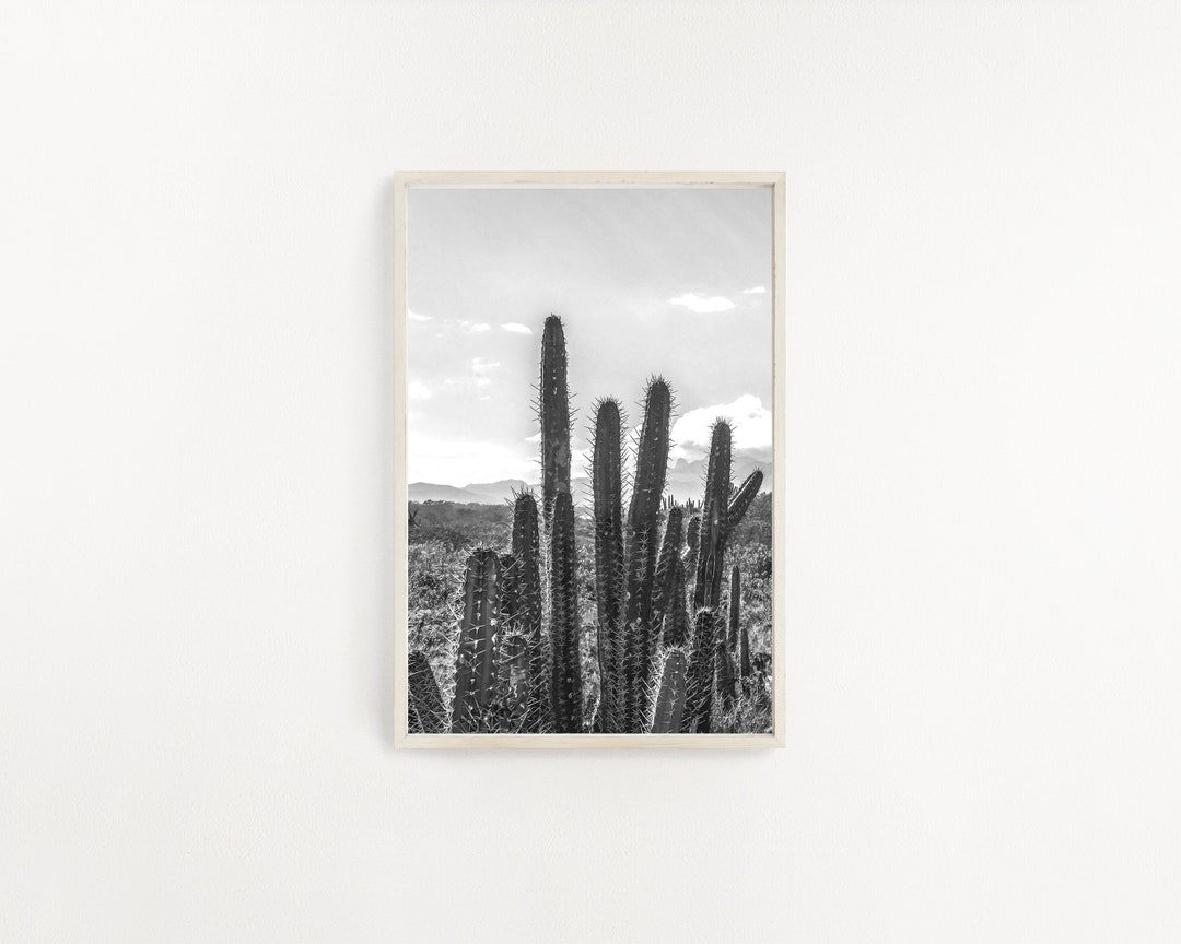Cactus Print - Desert Landscape Print - Black and White - Boho Print ...