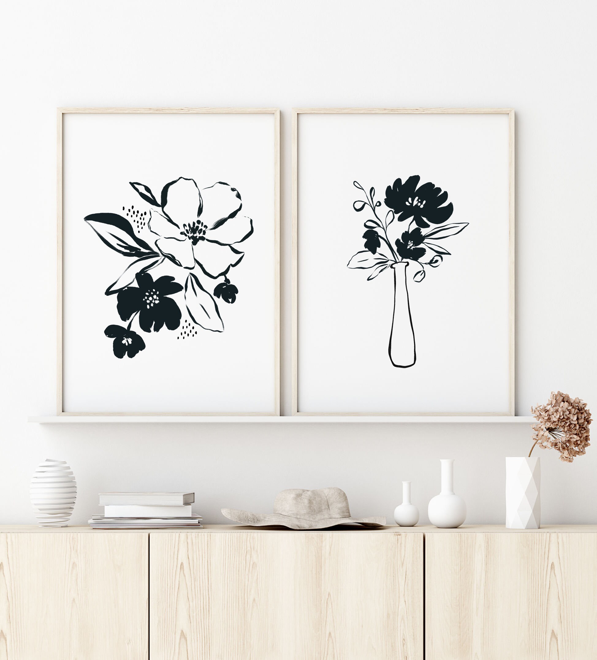 Botanical Prints Line Art Flower Print Flower Illustration | Etsy
