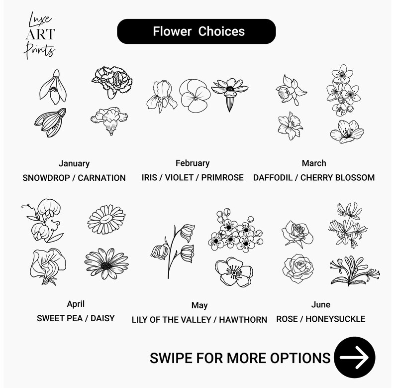 Birth Month Flower Bouquet Custom Birth Flower Bouquet Etsy