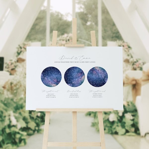 Alternative Wedding Guest Book - night sky wedding guest book - star map wedding guest book - Wedding Guest Book Alternative - Star Map