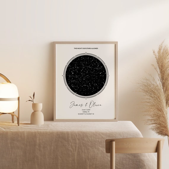 Custom Star Map Anniversary Gifts For Him Personalized Night Sky
