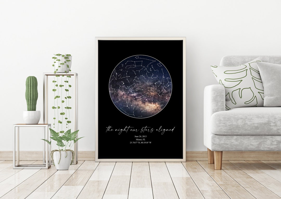 Star Map by Date - Night Sky Print - Custom Star Map - Star Map Gift ...