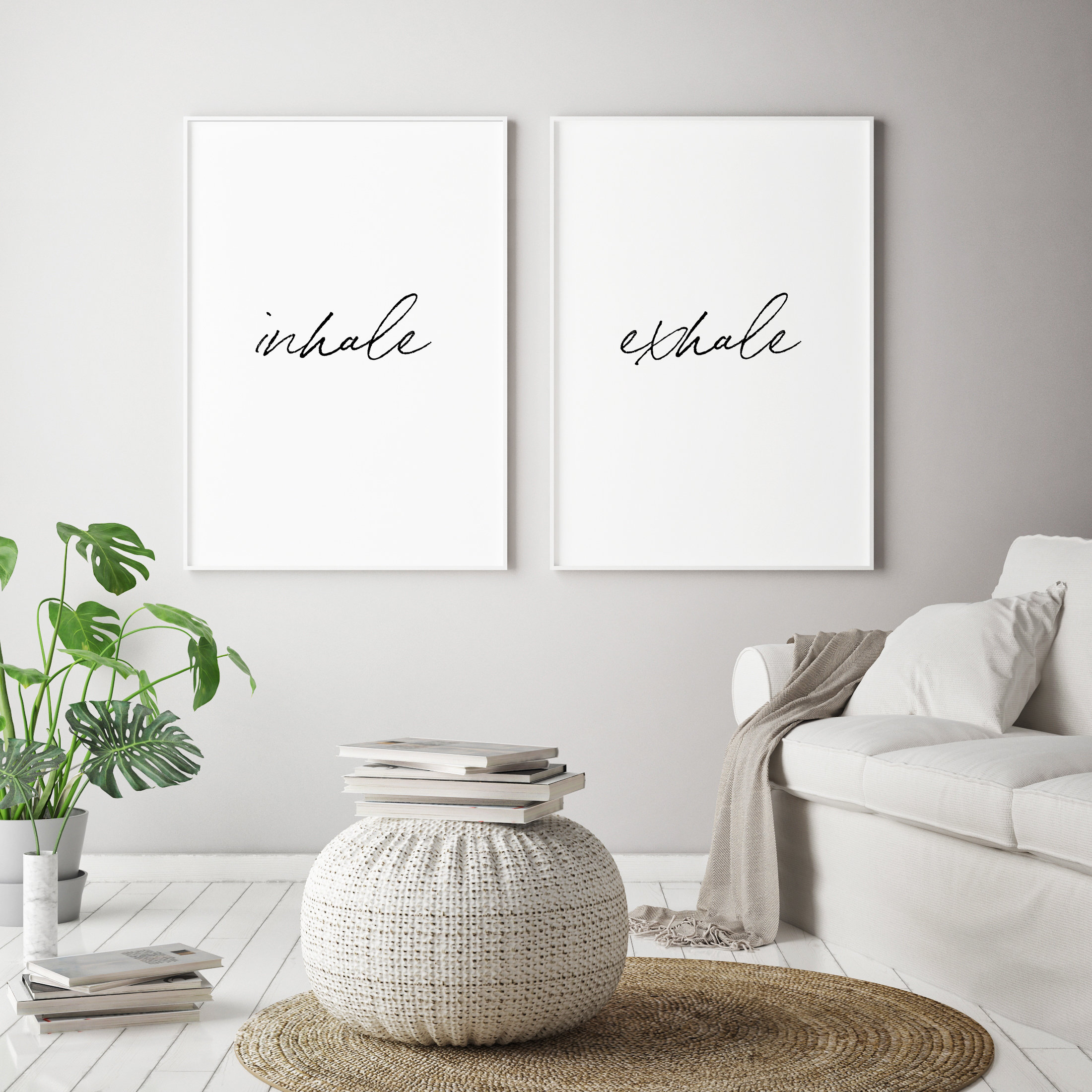 Inhale Exhale - Inhale Exhale Wall Art - Inhale Exhale Print - Set
