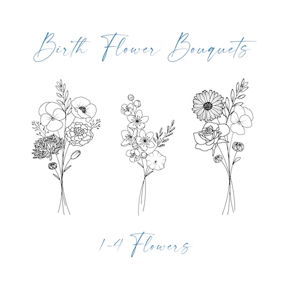 Artists help Im looking to get a flower bouquet tattoo of my familys  birth months I want something simple and minimal small and fine line  Ive attached some images Can someone please