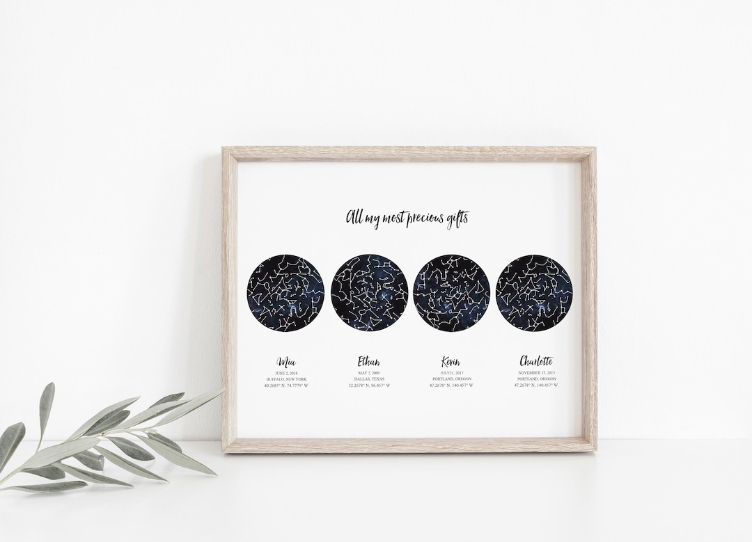 Night Sky Poster - Custom Night Sky - Constellation Map - Star Chart ...