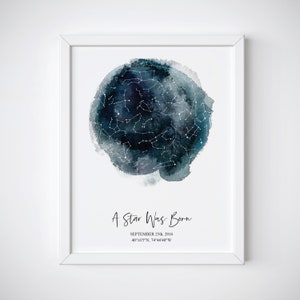 Night Sky Print engagement gift Night sky Map night sky custom custom constellation map personalized star map star map image 3