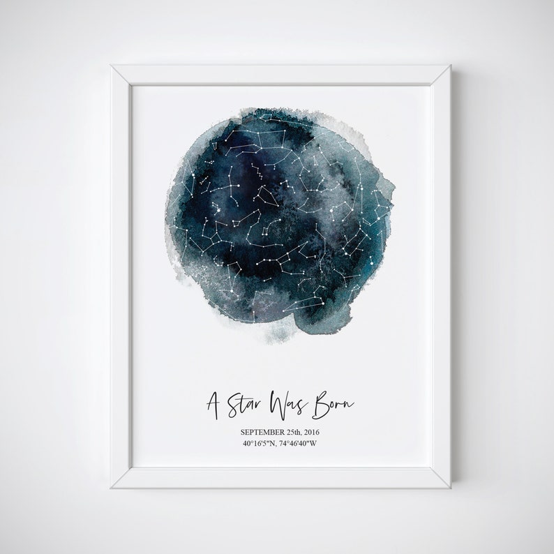 Night Sky Print engagement gift Night sky Map night sky custom custom constellation map personalized star map star map image 3