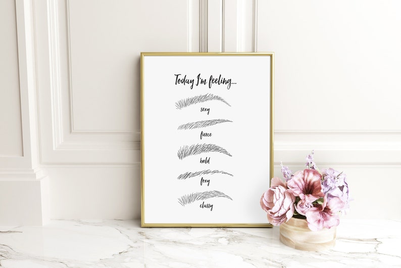 Makeup Wall Art Makeup Print Eyebrow Print Beauty Print Makeup black and white prints makeup artist gift makeup decor image 1