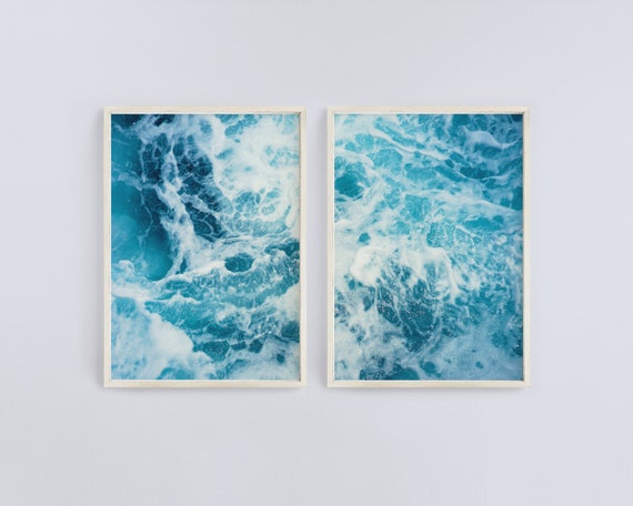 Wave Print - Set of 2 Prints - Ocean Print - Coastal Wall Art - Beach Print - Ocean Wave Art - Sea Print - Wave - turquoise print