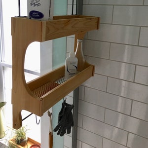 Rustproof Hanging Wood Shower Caddy - 2 Tier Waterproof and