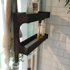 Wood Shower Caddy , Cedar Wood Shou Sugi Ban , Double Shelf , Shower Storage , Made to Order , Sharon M for the Home image 2