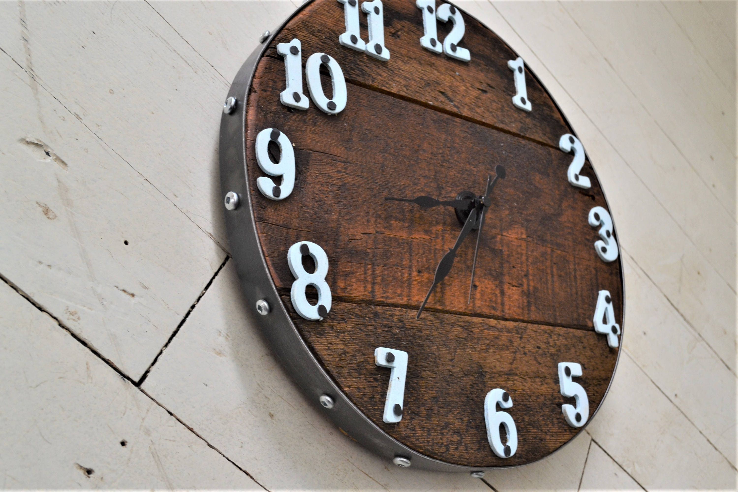 Wall Clock Recycled Wood Clock Industrial Style 12 Etsy
