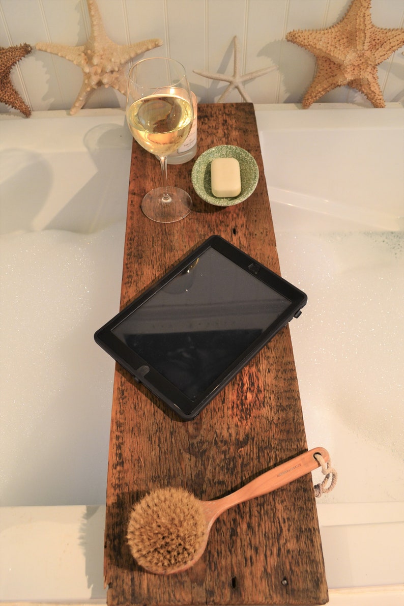 Bathtub Tray Reclaimed Barn Wood Rustic Style Bath Rack Etsy Canada
