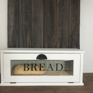 Baker's Bread Box , 24 x 7 x 10 , Removable Bread Rack, Farmhouse Style , Chalk Paint Finish image 2