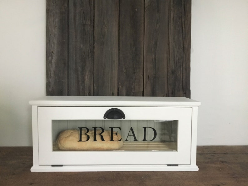 Baker's Bread Box , 24 x 7 x 10 , Removable Bread Rack, Farmhouse Style , Chalk Paint Finish image 2