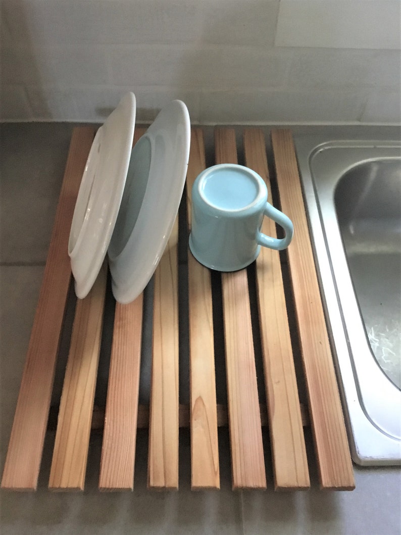 Dish Drying Tray , Cedar Slats Drying Rack zdjęcie 2