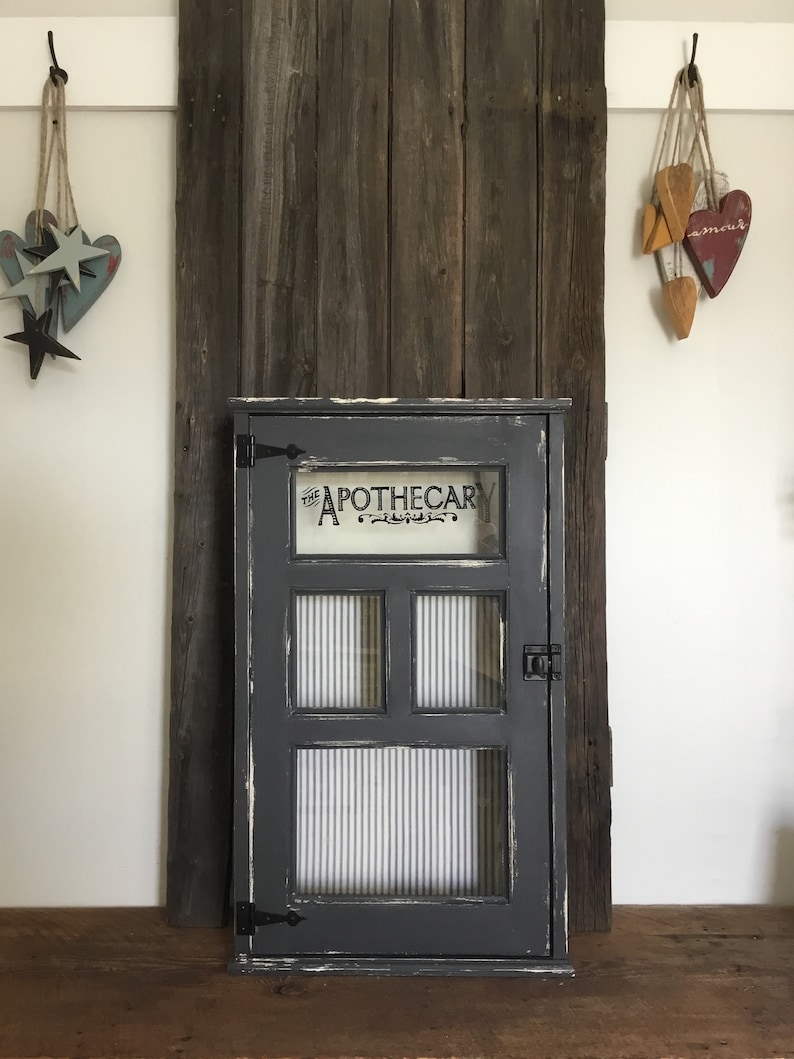 Vintage Apothecary Cabinet , Medicine Cabinet , Farmhouse Style , Custom Made , Made to Order image 1
