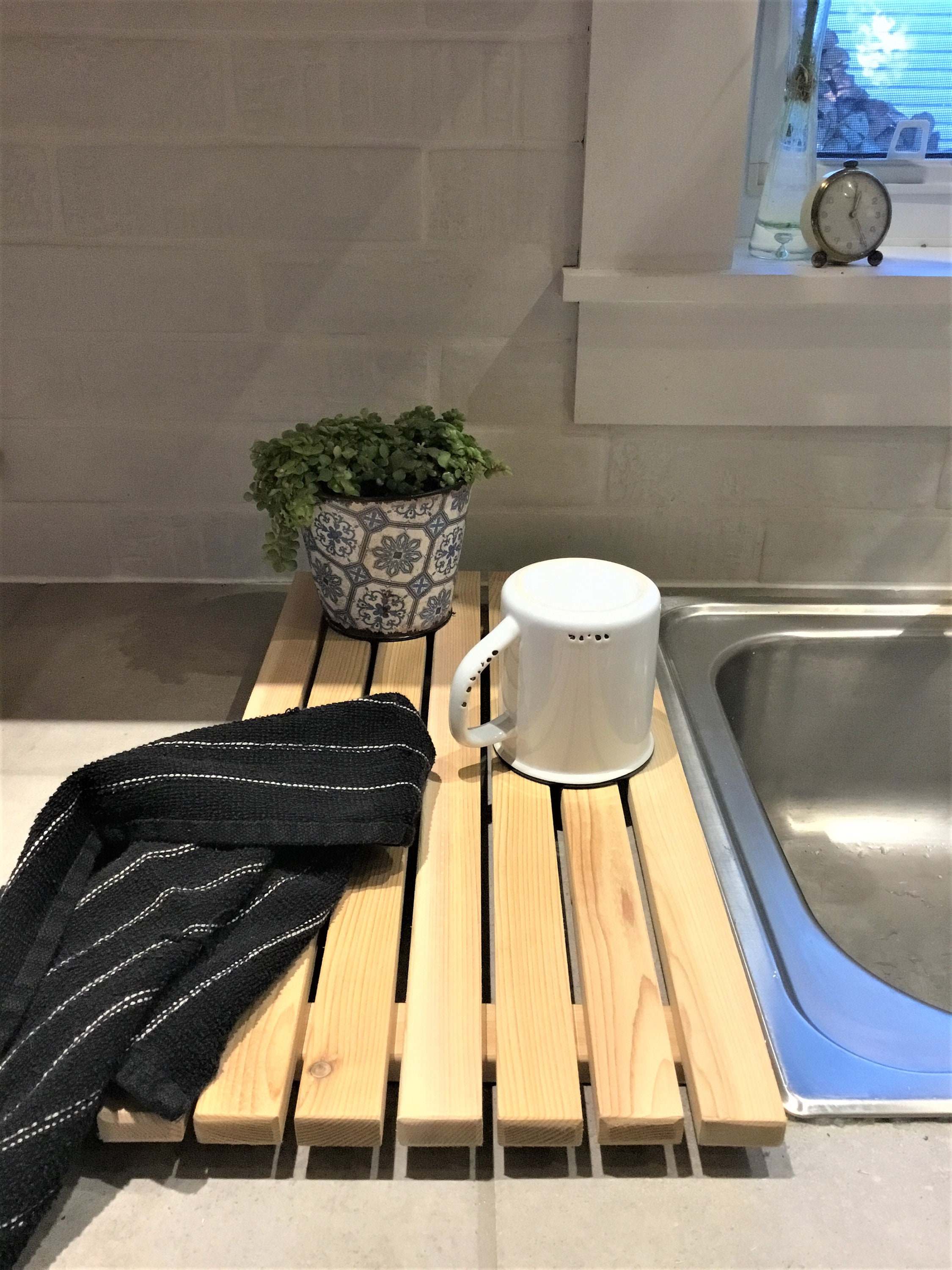 Dish Drying Tray , Cedar Slats Drying Rack 