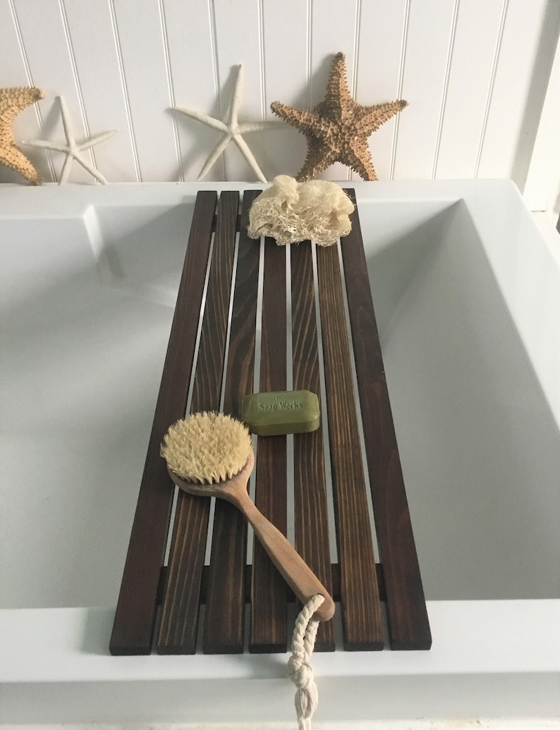 Cedar Slats Bath Tray Minimalist Bath Tub Tray Walnut Etsy Canada