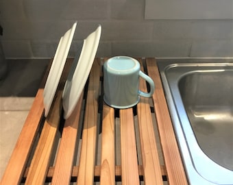 Dish Drying Tray , Cedar Slats Drying Rack