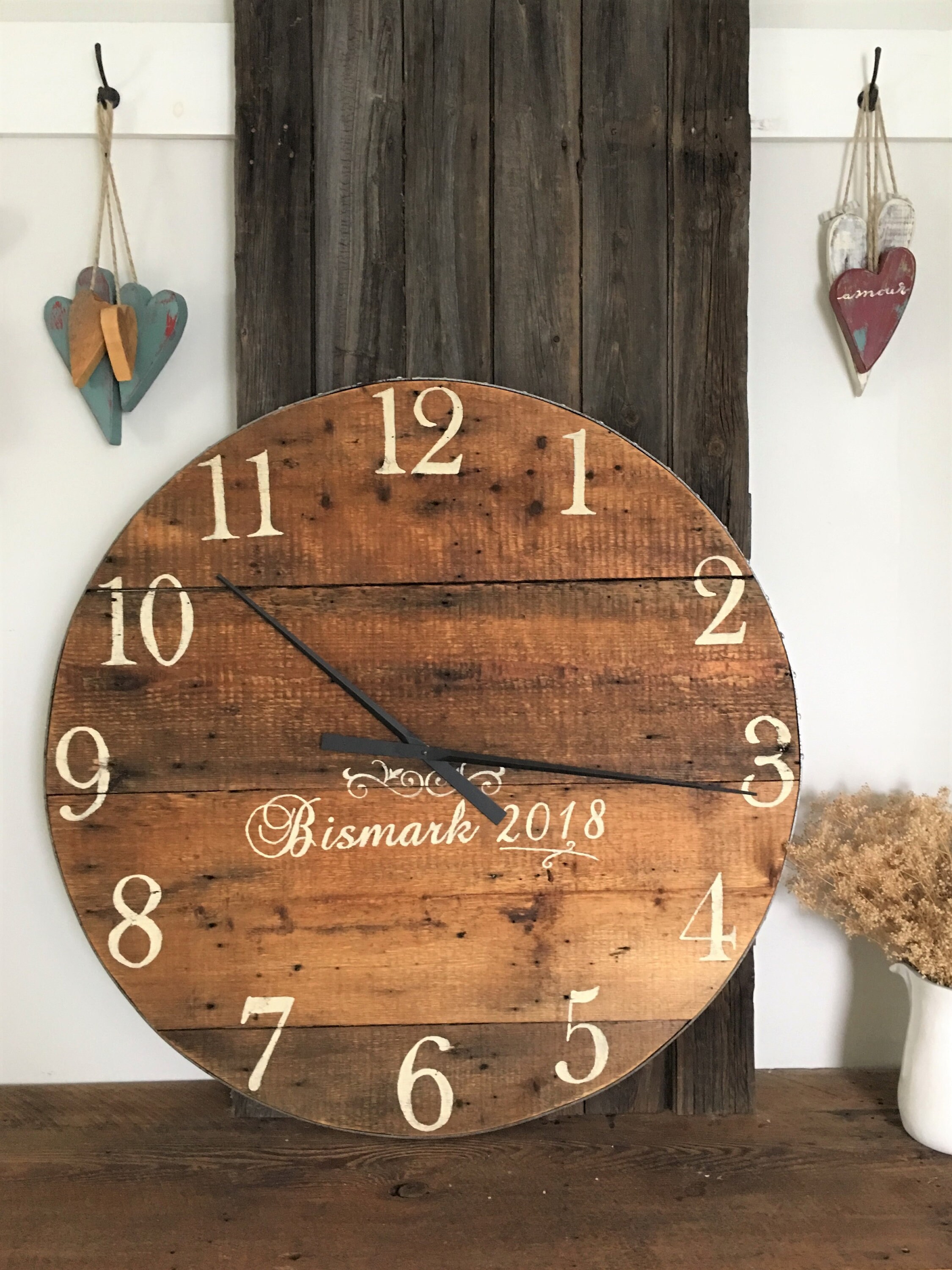 Wall Clock Over Sized Reclaimed Barn Wood 36 Round Personalized Inscription Industrial Style - 36 Wall Clock Canada Wall Clock Over Sized Reclaimed Barn Wood 36 Round Personalized Inscription Industrial Style - 36 Wall Clock Canada