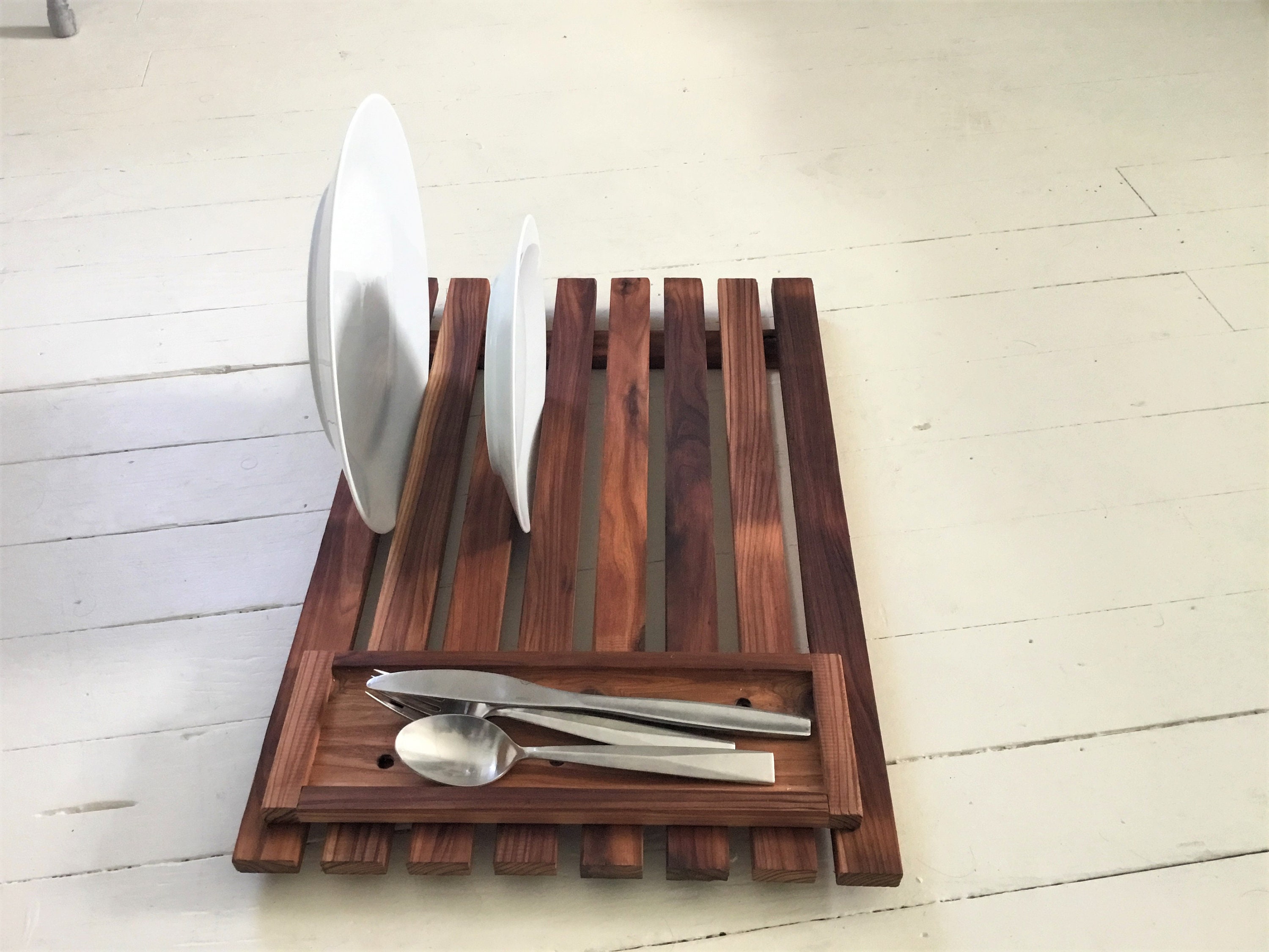 Bamboo Dish Drying Rack With Utensil Holder- ECO FRIENDLY – homehunch