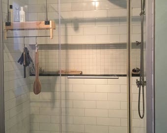 Shower Caddy , Cedar Wood , Double Shelf, Rustic Style Shower Storage ,  Made to Order 