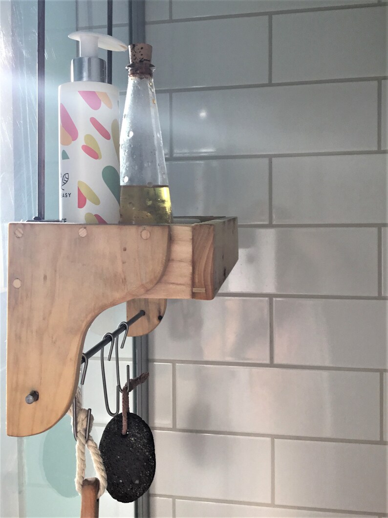 Wood Shower Caddy Recycled Wood Rustic Style Shower Etsy