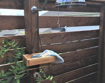 Outdoor Cedar Shower Caddy  , Rustic Style Exterior Shower Storage