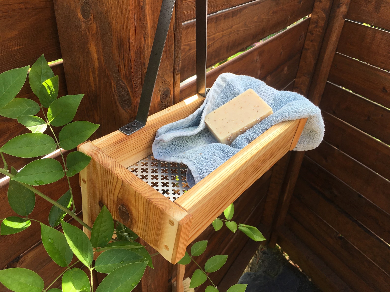 Outdoor Cedar Shower Caddy Rustic Style Exterior Shower - Etsy UK