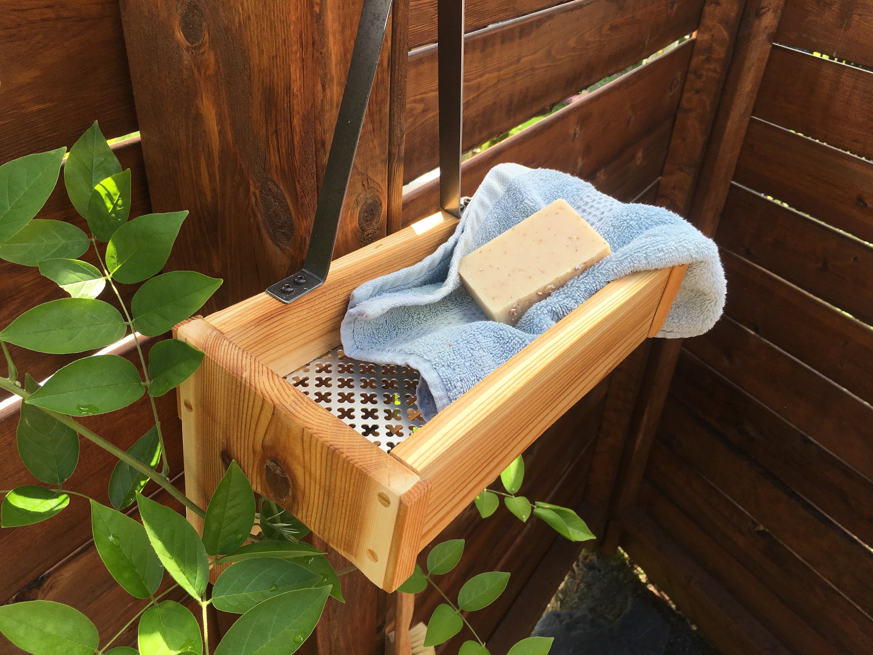Shower Caddy , Cedar Wood , Double Shelf, Rustic Style Shower Storage ,  Made to Order -  Norway