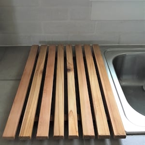 Dish Drying Tray , Cedar Slats Drying Rack zdjęcie 6