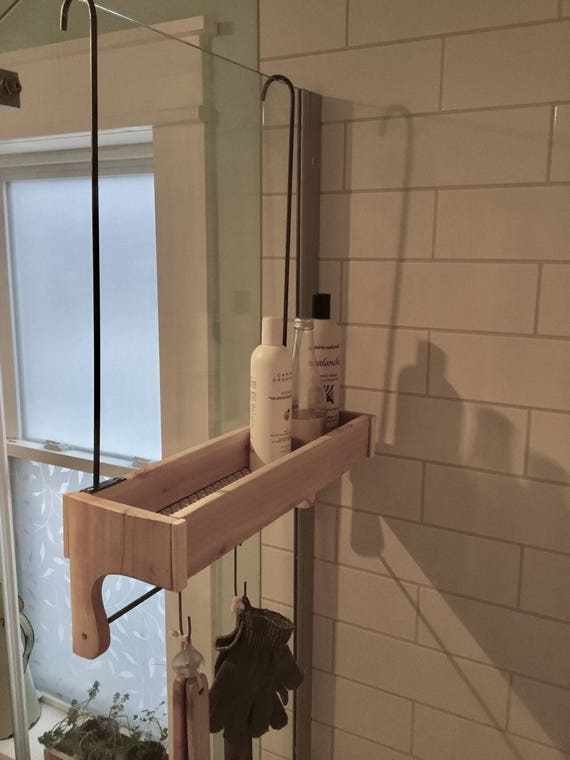 Cedar Wood Shower Caddy , Rustic Style Shower Storage 