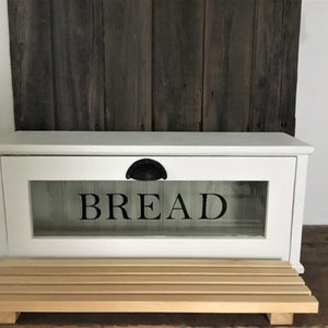 Baker's Bread Box , 24 x 7 x 10 , Removable Bread Rack, Farmhouse Style , Chalk Paint Finish image 5